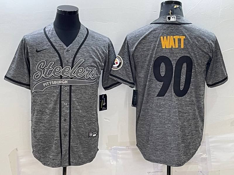 NFL Pittsburgh Steelers #90 Watt Grey Joint-designed Jersey