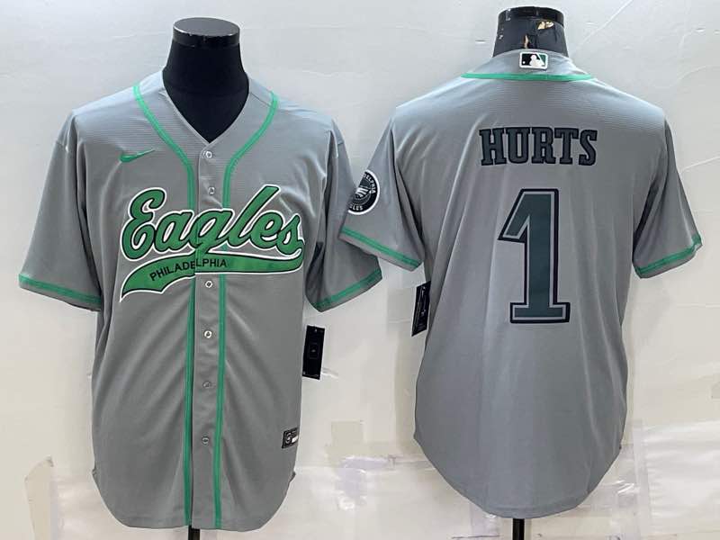 NFL Philadelphia Eagles #1 Hurts Joint-designed Grey Jersey