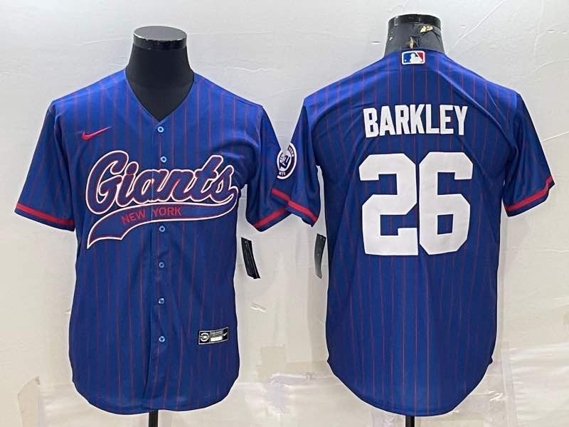NFL New York Giants #26 Barkley Blue Joint-design Jersey