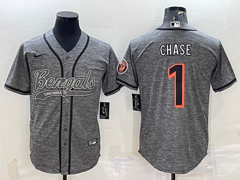 NFL Cincinati Bengals #1 Chase Joint-designed GREY Jersey