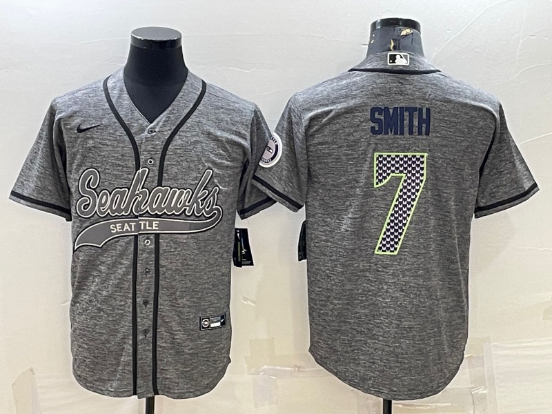 NFL Seattle Seahawks #7 Smith Grey Jointed-design Jersey
