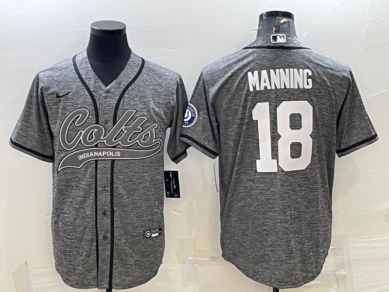 NFL Indianapolis Colts #18 Manning Grey Joint-design Jersey