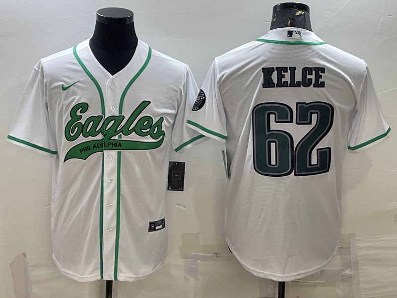 NFL Philadelphia Eagles #62 Kelce White Joint-designed Jersey