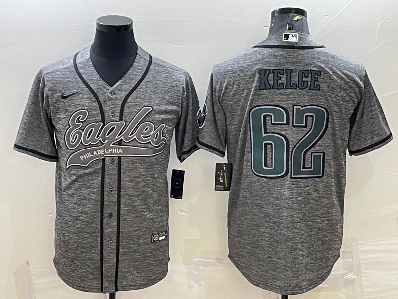 NFL Philadelphia Eagles #62 Kelce Grey Joint-designed Jersey