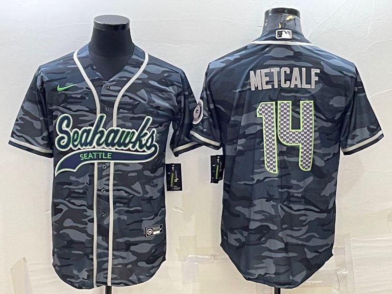 NFL Seattle Seahawks #14 Metcalf Camo Jointed-design Jersey