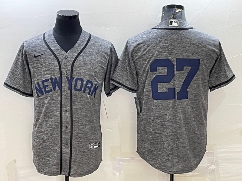 MLB New York Yankees #27 Grey Jersey