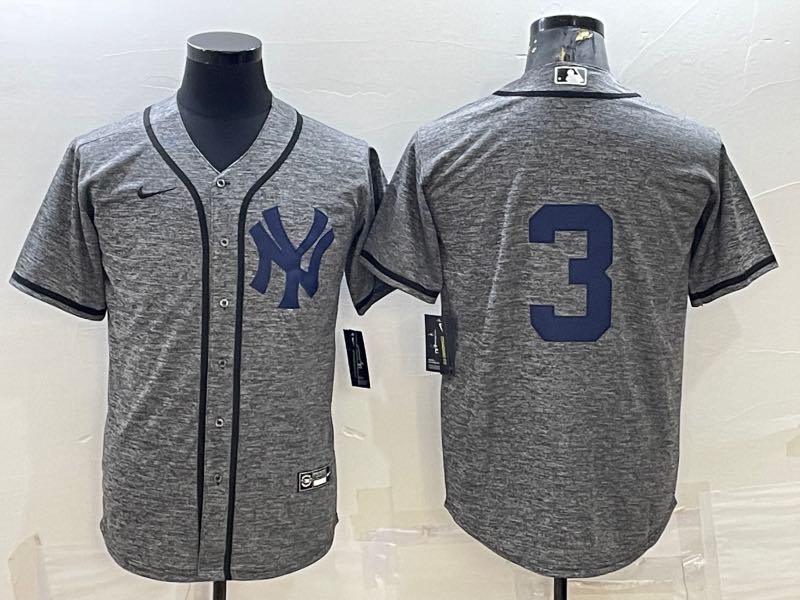 MLB New York Yankees #3 Grey Jersey