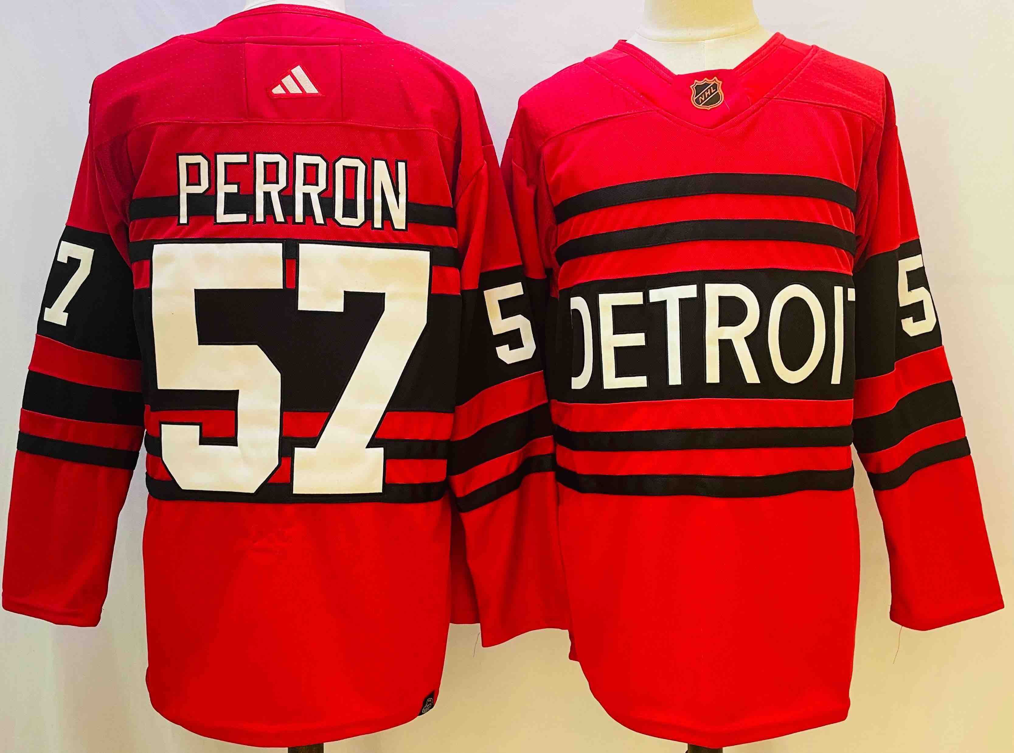 NHL Detroit Red Wings #57 Perron Red Jersey