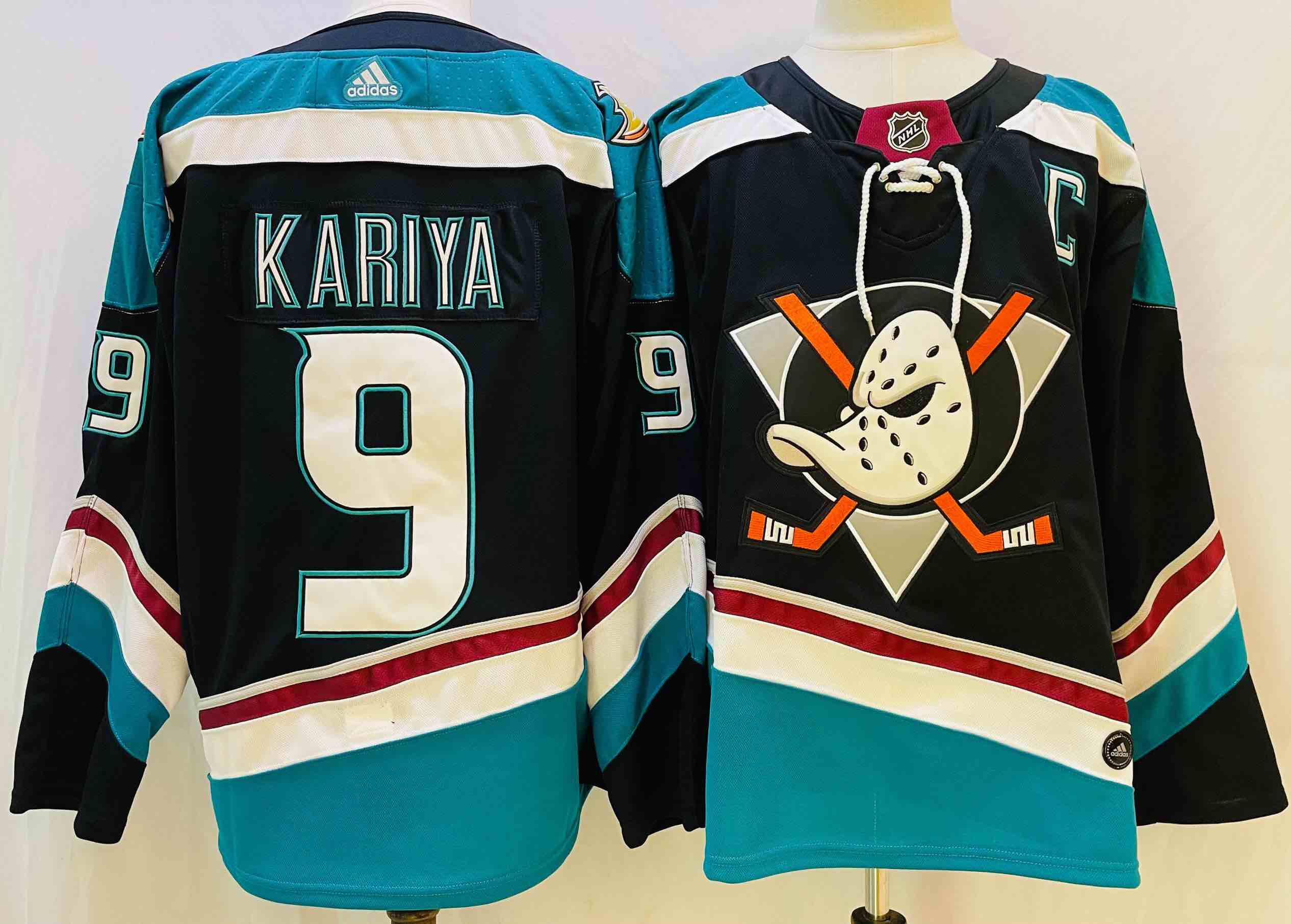 NHL Anaheim Ducks #9 Kariya Black Blue Jersey