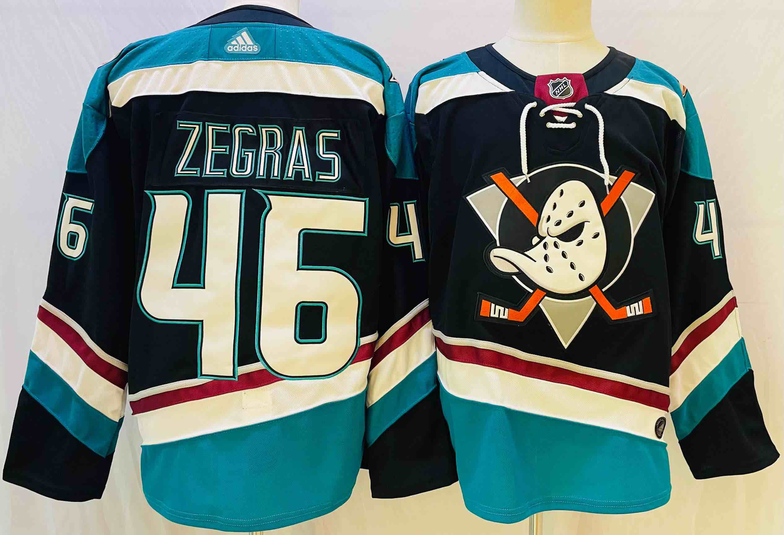 NHL Anaheim Ducks #46 Zegras Black Blue Jersey