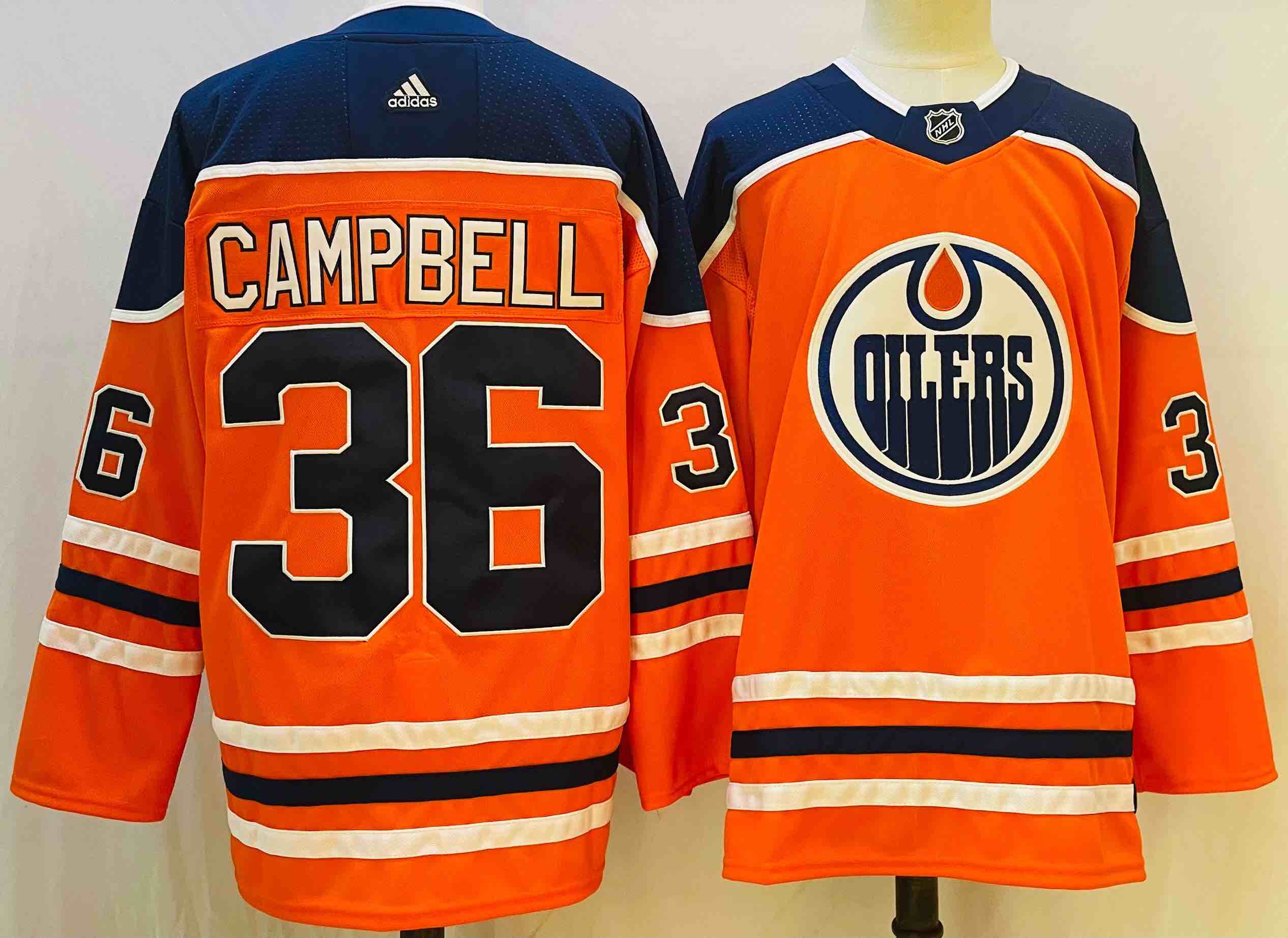 Adidas NHL Edmonton Oilers #36 Campbell Orange Jersey