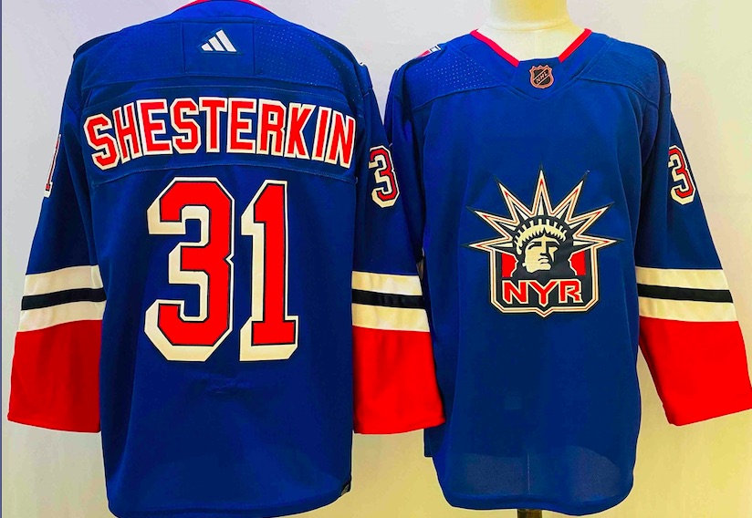 NHL New York Rangers #31 Shesterkin Blue New Jersey