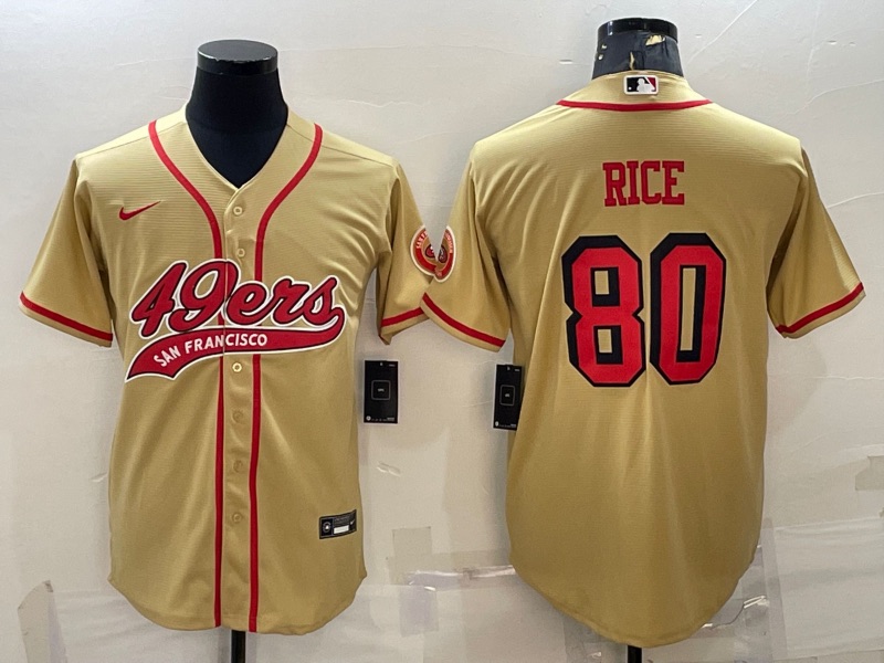 NFL San Francisco 49ers #80 Rice yellow Joint-design Jersey