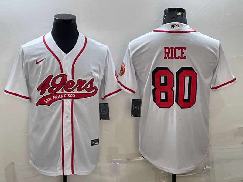 NFL San Francisco 49ers #80 Rice white Joint-design Jersey