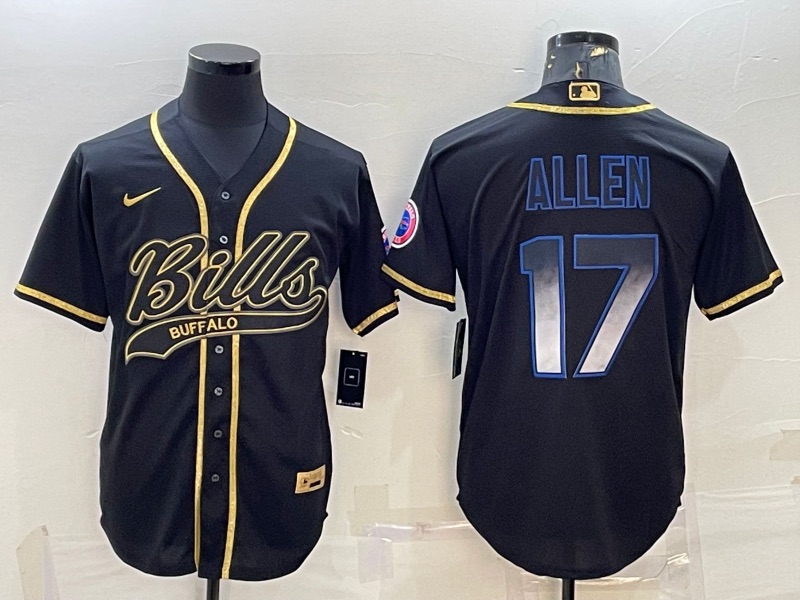 NFL Buffalo Bills #17 Allen Black gold Jointed-design Jersey