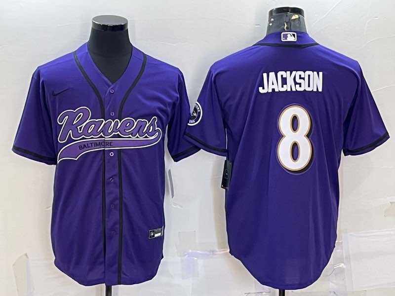 NFL Baltimore Ravens #8 Jackson  Joint-design Purple Jersey
