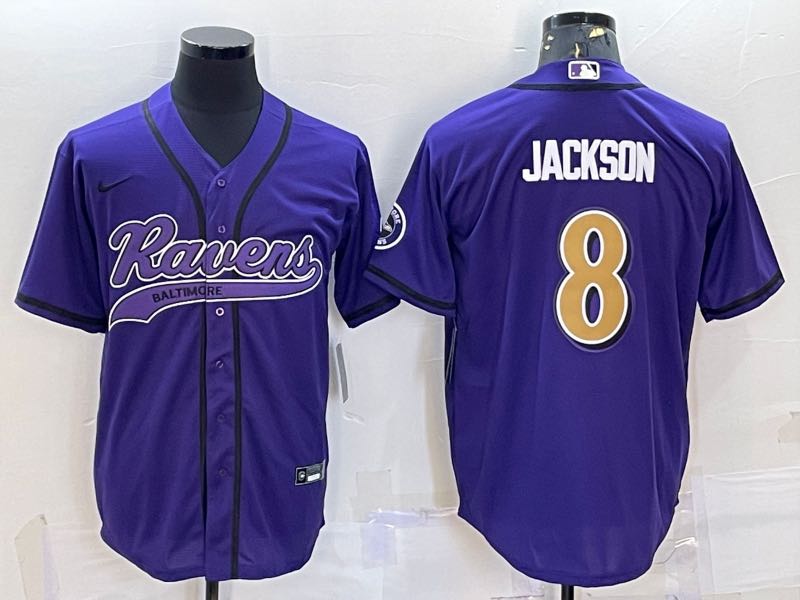 NFL Baltimore Ravens #8 Jackson Joint-design Purple Jersey