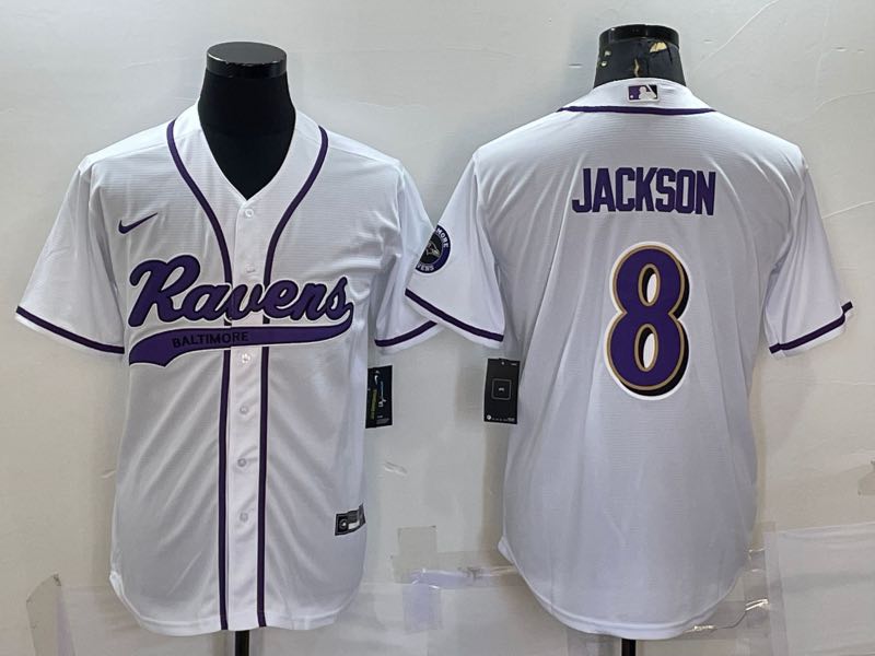 NFL Baltimore Ravens #8 Jackson Joint-design White Jersey