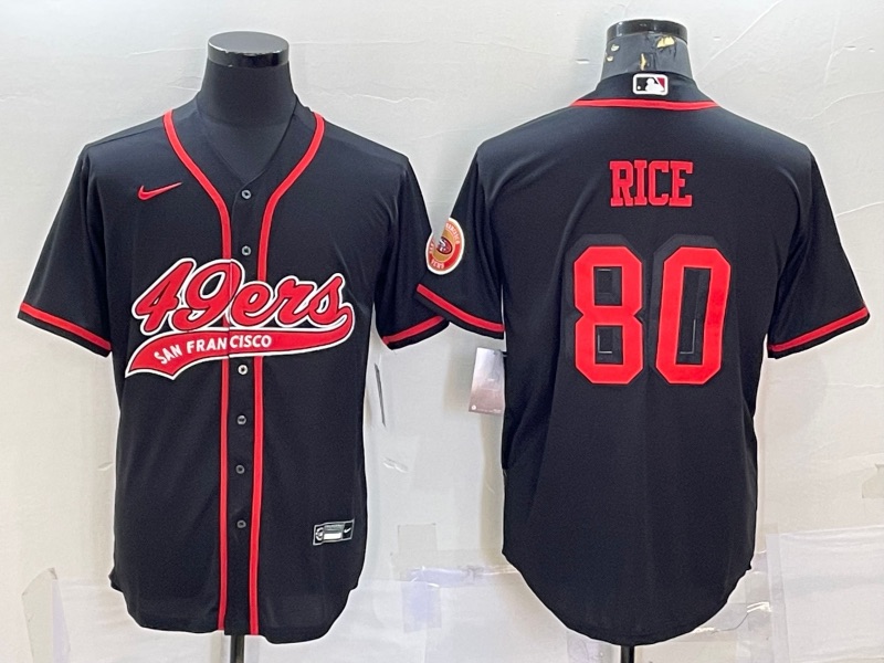 NFL San Francisco 49ers #80 Rice Black Joint-design Jersey