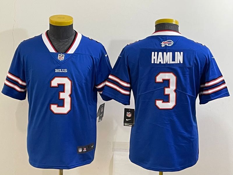 Kids NFL Buffalo Bills #3 Hamlin Blue Vapor Limited Jersey