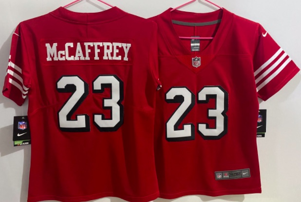 Kids NFL San Francisco 49ers #23 McCaffrey Red Vapor Limited Jersey