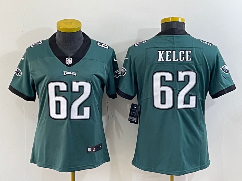 Kids NFL Philadelphia Eagles #62 Kelce Green Vapor Limited Superbowl Jersey