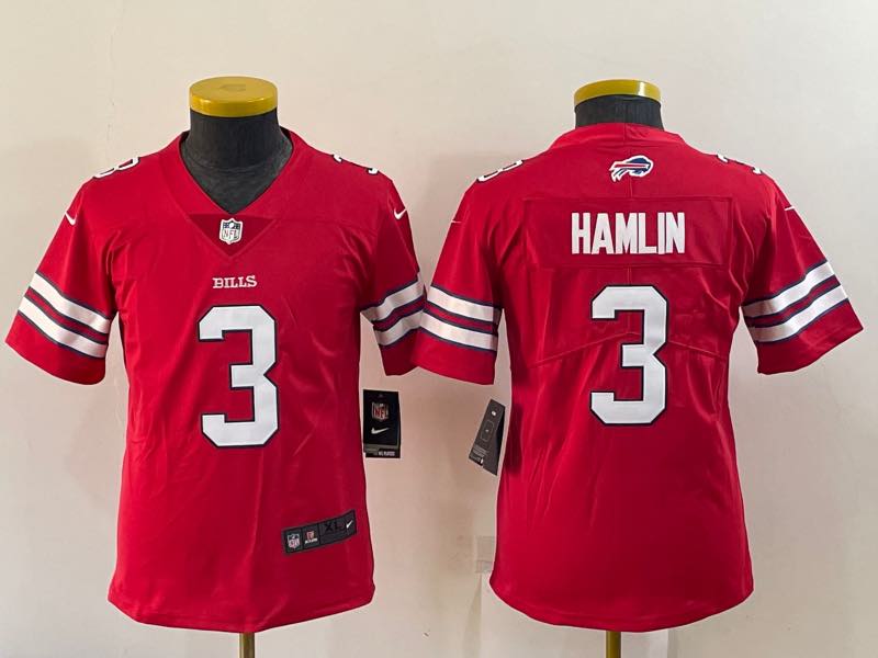 Kids NFL Buffalo Bills #3 Hamlin Red Vapor Limited Jersey
