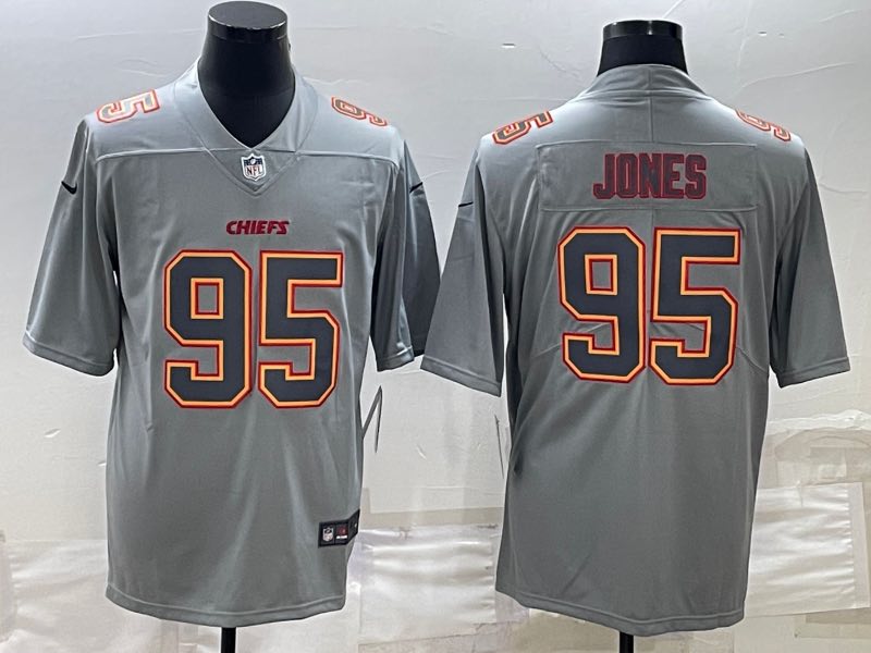 NFL Kansas City Chiefs #95 Jones Grey  Limited Jersey