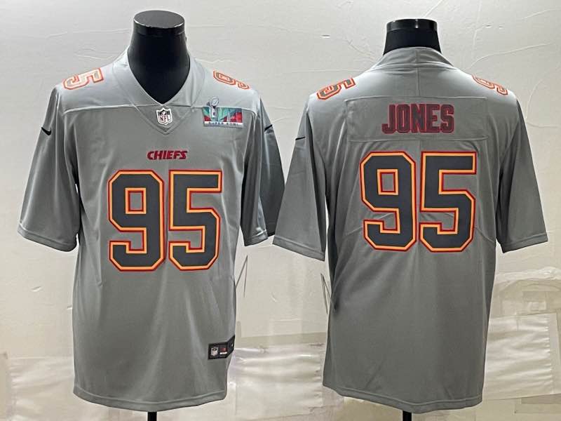 NFL Kansas City Chiefs #95 Jones Grey Limited Superbowl Jersey