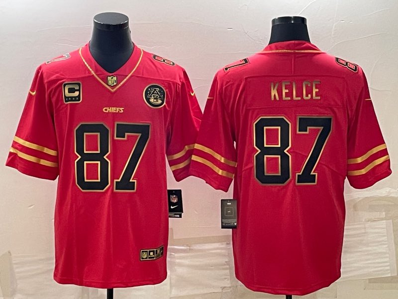 NFL Kansas City Chiefs #87 Kelce Red Gold Limited Jersey