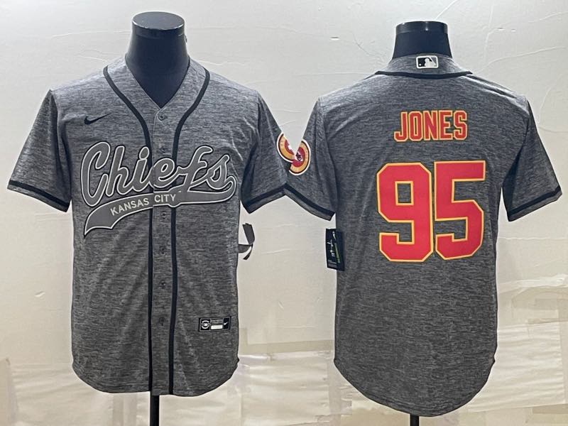 Nike NFL Kansas City Chiefs #95 Jones Jointed-design grey Jersey 