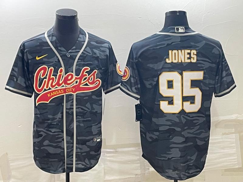 Nike NFL Kansas City Chiefs #95 Jones Black Jointed-design Jersey 