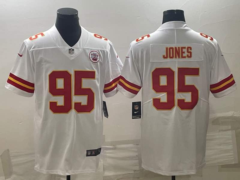 Nike NFL Kansas City Chiefs #95 Jones White Vapor Limited Jersey 