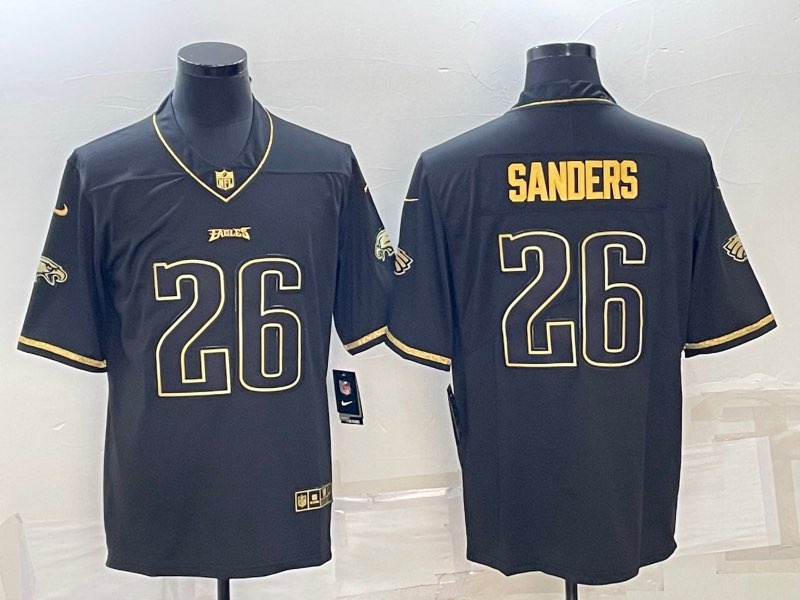 NFL Philadelphia eagles #26 Sanders Black Gold Limited Superbowl Jersey