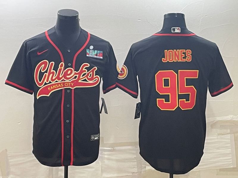 Nike NFL Kansas City Chiefs #95 Jones  Black Jointed-design Jersey 