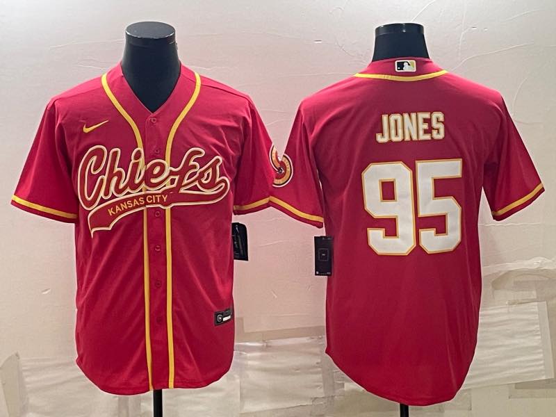 Nike NFL Kansas City Chiefs #95 Jones Red Jointed-design Jersey 