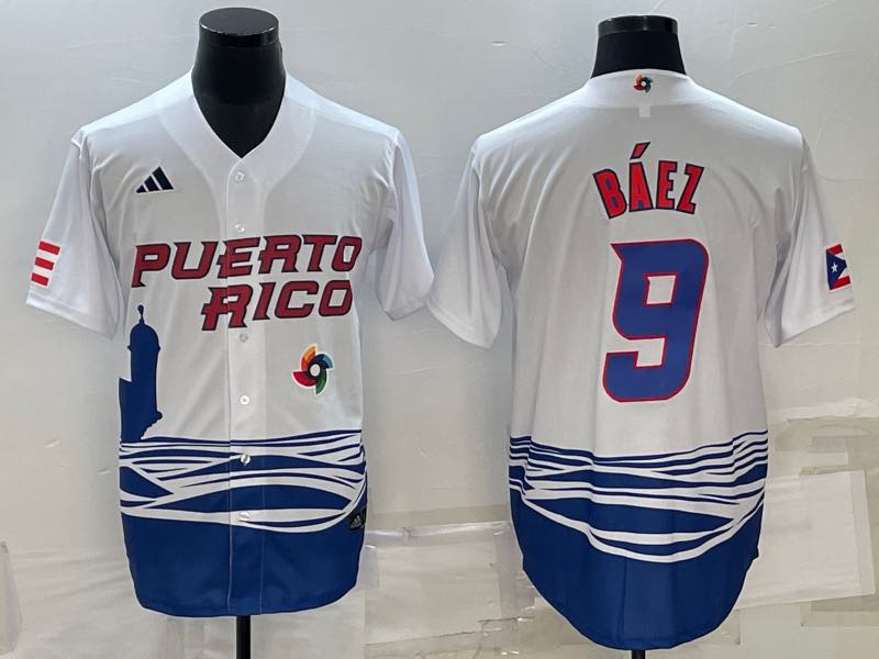 MLB Puerto Rico #9 Baez White  World Cup Jersey