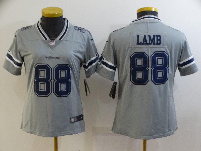 Womens NFL Dallas Cowboys #88 Lamb Grey Pullover Jersey
