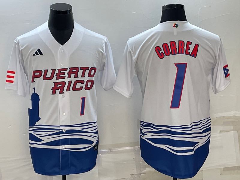 MLB Puerto Rico #1 Gorrea White World Cup Jersey