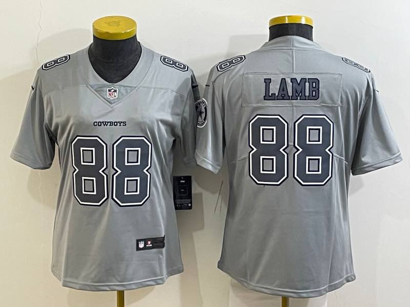 Womens NFL Dallas Cowboys #88 Lamb Grey Limited Jersey