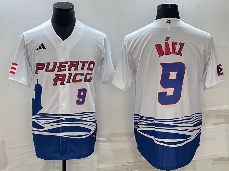 MLB Puerto Rico #9 Baez White World Cup Jersey