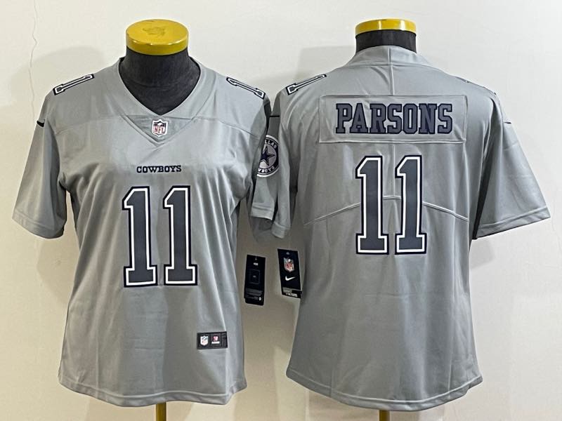 Womens NFL Dallas Cowboys #11 Parsons Grey Limited Jersey