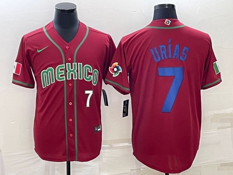 MLB Mexico #7 Urias White Number World Cup Red Jersey