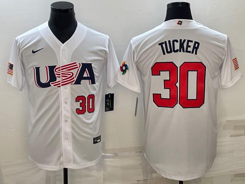 MLB USA #30 Tucker White Red Number World Cup Jersey