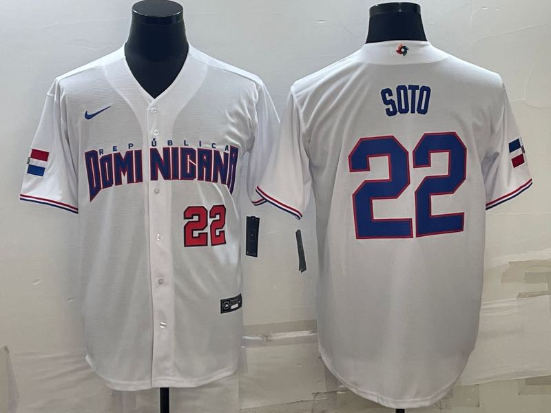 MLB Domi Nicana #22 Soto Red Number World Cup White Jersey