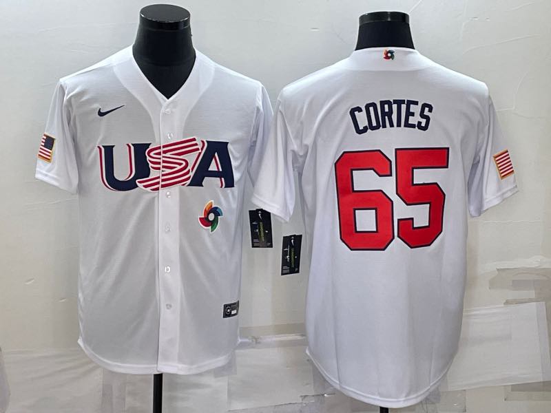 MLB USA #65 Cortes White  World Cup Jersey