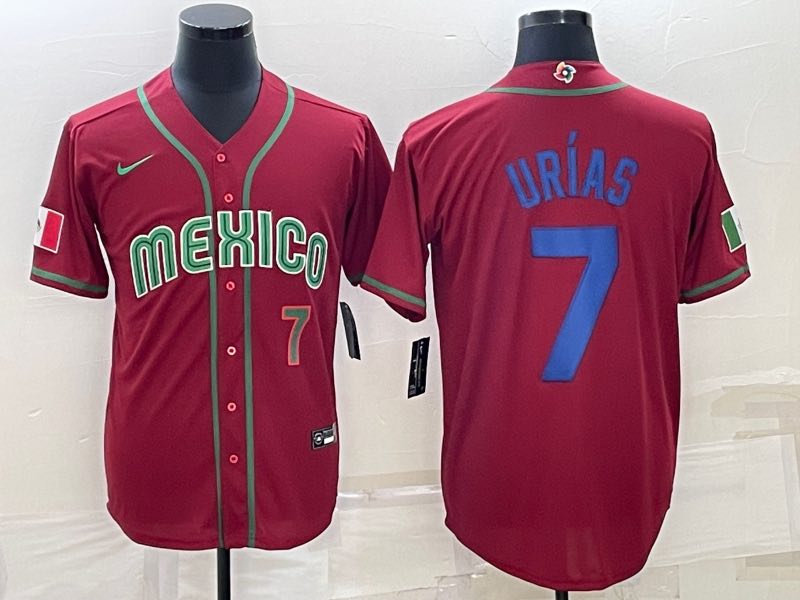 MLB Mexico #7 Urias Red Number World Cup Red Jersey