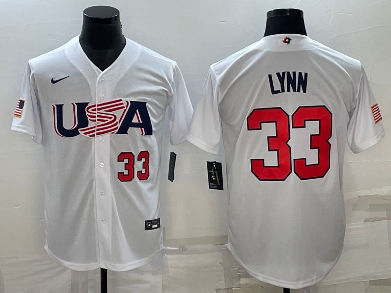 MLB USA #33 Lynn White Red Number World Cup Jersey