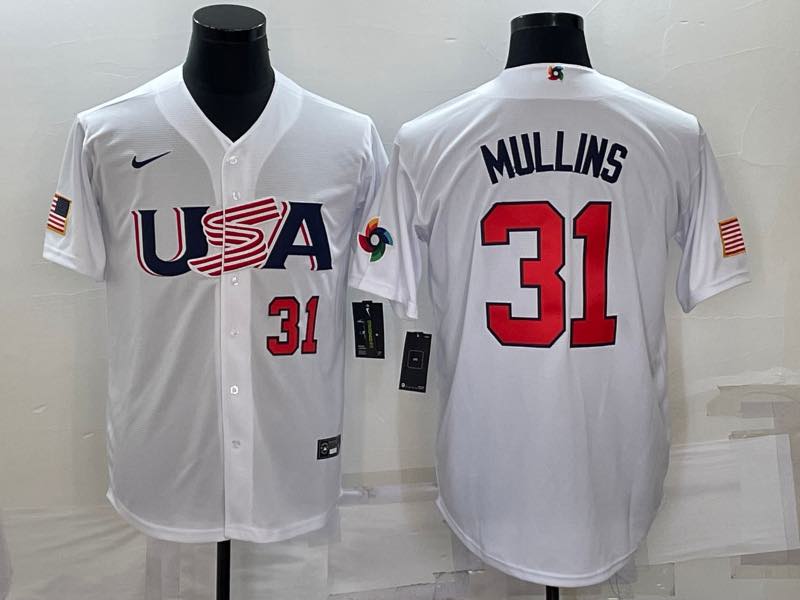 MLB USA #31 Mullins White Red Number World Cup Jersey