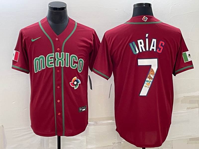 MLB Mexico #7 Urias Number World Cup Red Jersey